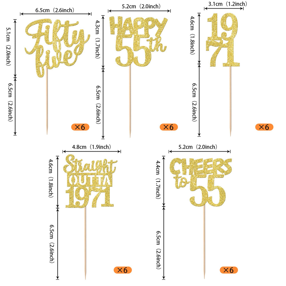 ZHUOWEISM Gold glitter cupcake picks brighten desserts for anniversary celebrations and themed parties.