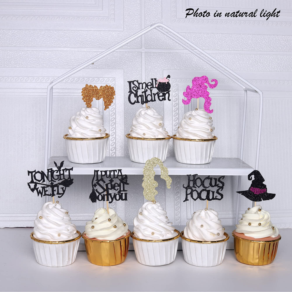 ZHUOWEISM halloween party decor toppers add sparkle to desserts.