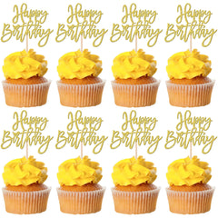 ZHUOWEISM Happy Birthday glitter cupcake toppers for eye-catching decoration.
