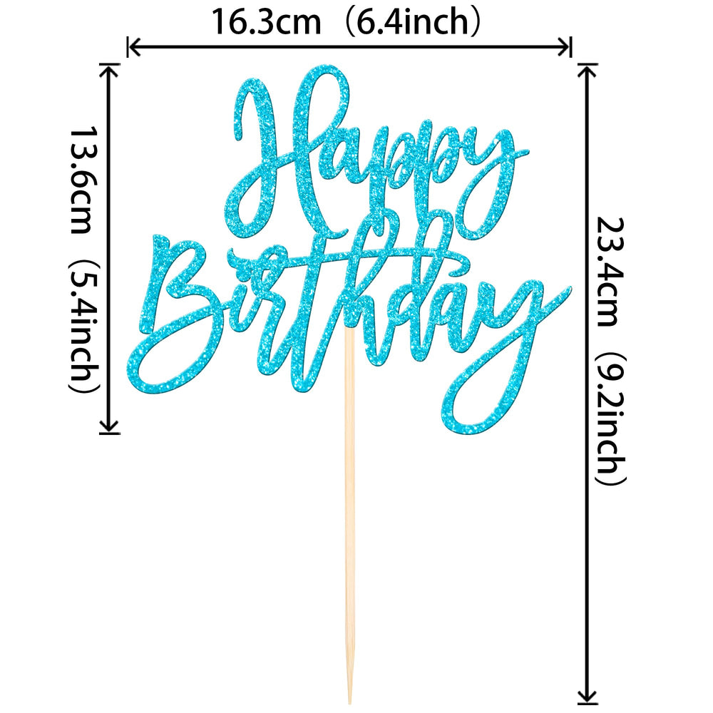 ZHUOWEISM Glitter light-blue birthday topper, 5.4x8.7 inches, dessert-ready
