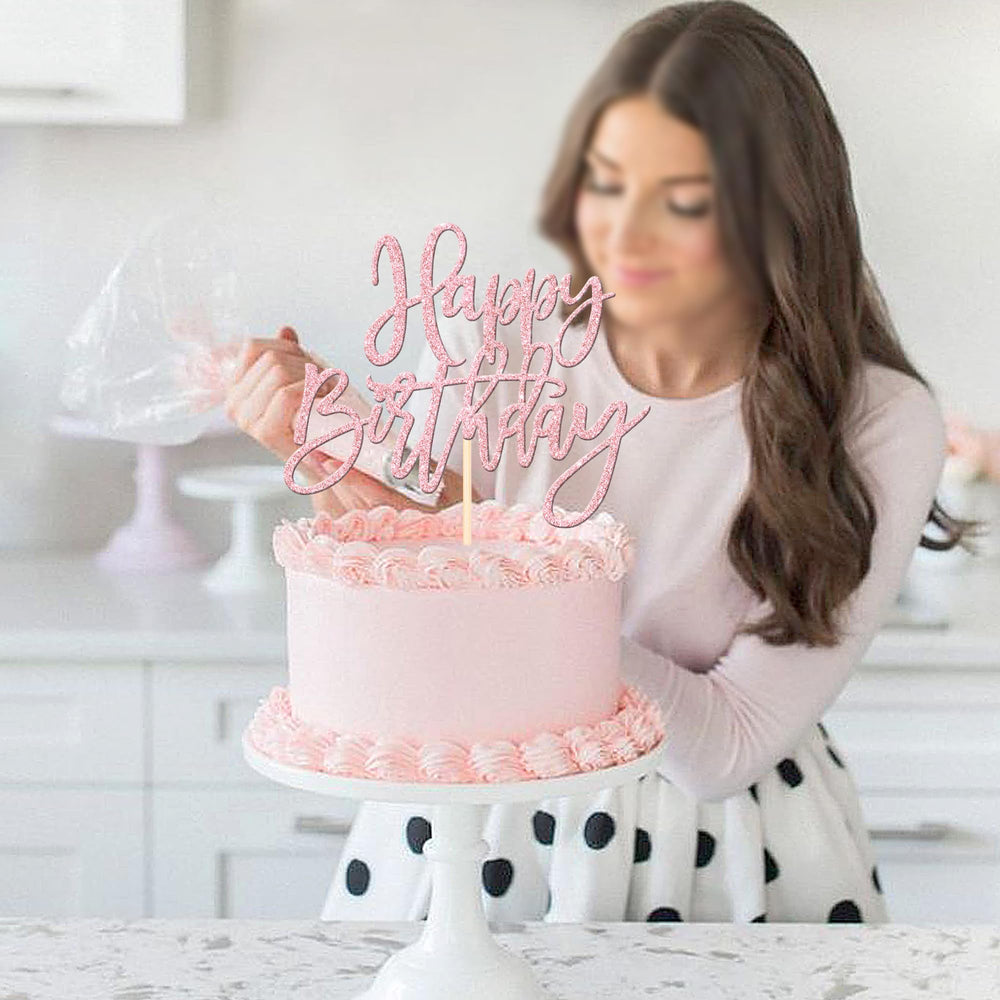 ZHUOWEISM Glitter light pink birthday topper embellishing celebration desserts