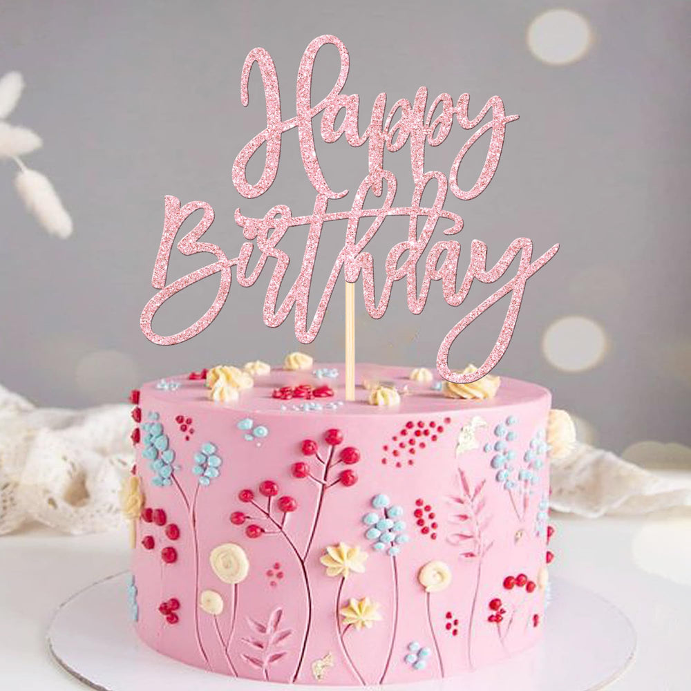 ZHUOWEISM Glitter birthday topper on cake adds sparkle and charm