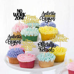 ZHUOWEISM Black and gold cupcake topper for retirement party.