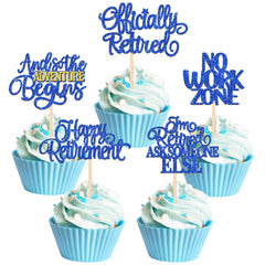 ZHUOWEISM happy retirement cupcake toppers in dark blue design add festive flair to cupcakes