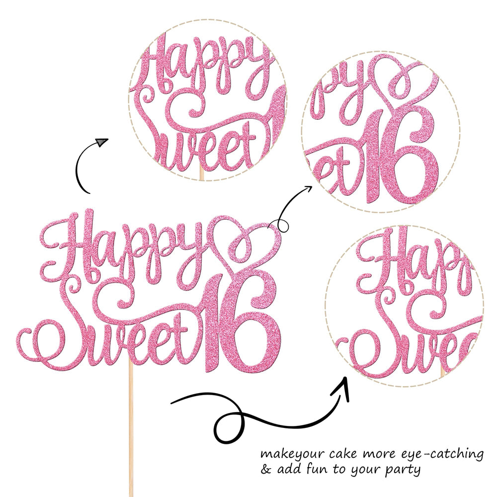 ZHUOWEISM Hello 16th birthday cake topper adds chic sparkle to desserts.
