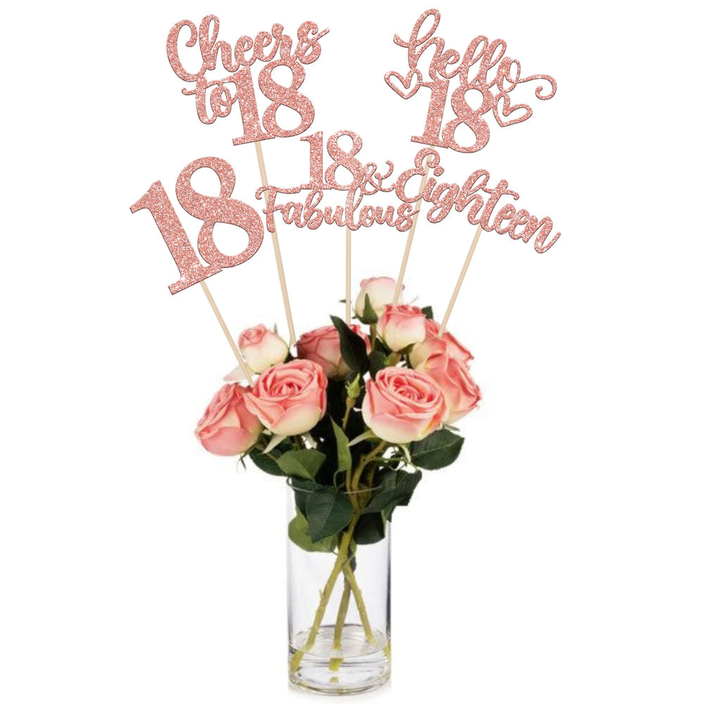 ZHUOWEISM Hello 18 centerpiece stick with rose gold glitter enhances festive tables for photos