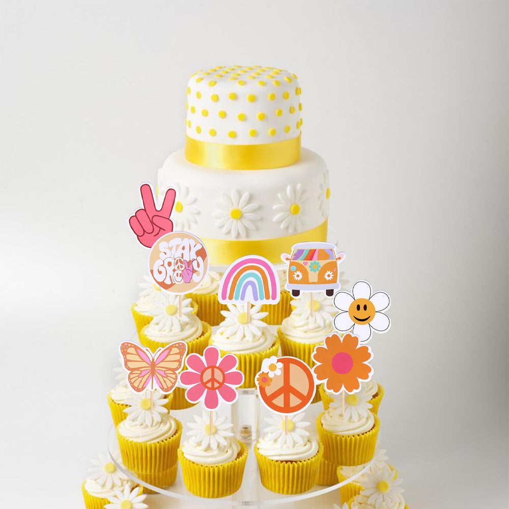 ZHUOWEISM two groovy carnival toppers decorate cupcakes with vibrant party energy.