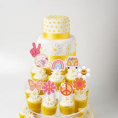 ZHUOWEISM two groovy carnival toppers decorate cupcakes with vibrant party energy.