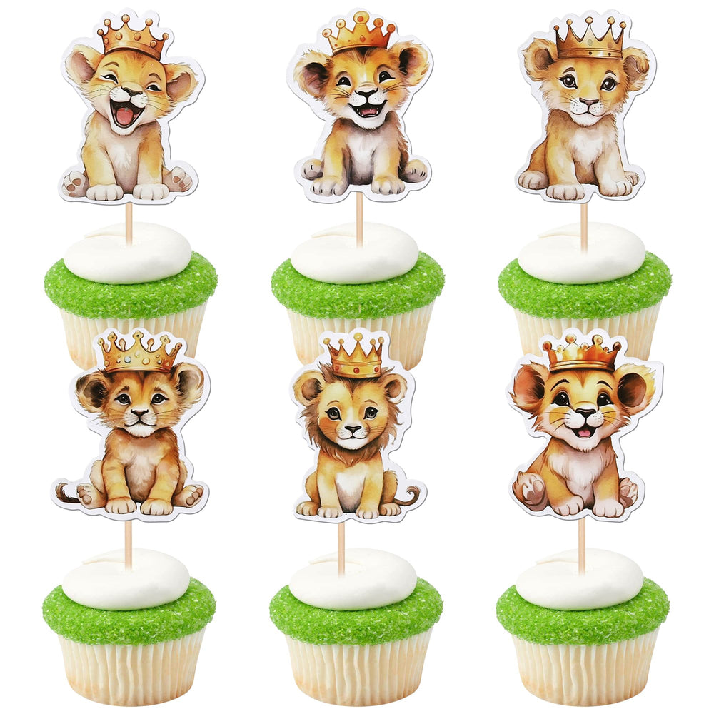 ZHUOWEISM lion cupcake toppers design 1, bold jungle motif for party sweets