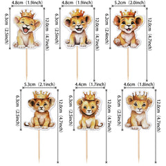 ZHUOWEISM lion cupcake toppers design 2, double-sided color for lively decor