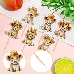 ZHUOWEISM lion cupcake toppers design 3, sturdy dessert accents