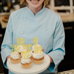 ZHUOWEISM Gold sparkle toppers for cupcakes, ice cream, fruit, and cookies.