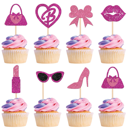 ZHUOWEISM princess cupcake toppers with handbag design add chic charm to cupcakes.