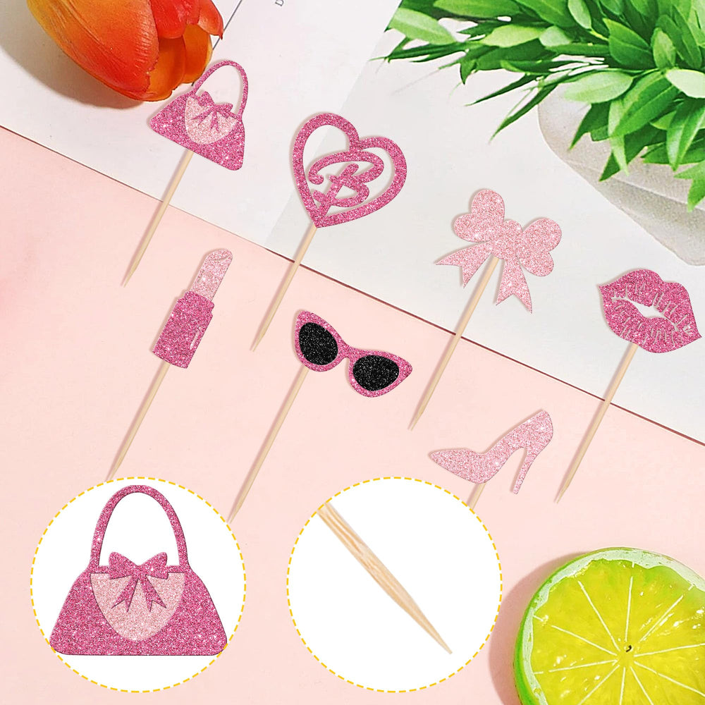 ZHUOWEISM princess lipstick cupcake topper glitter pink creates chic accents