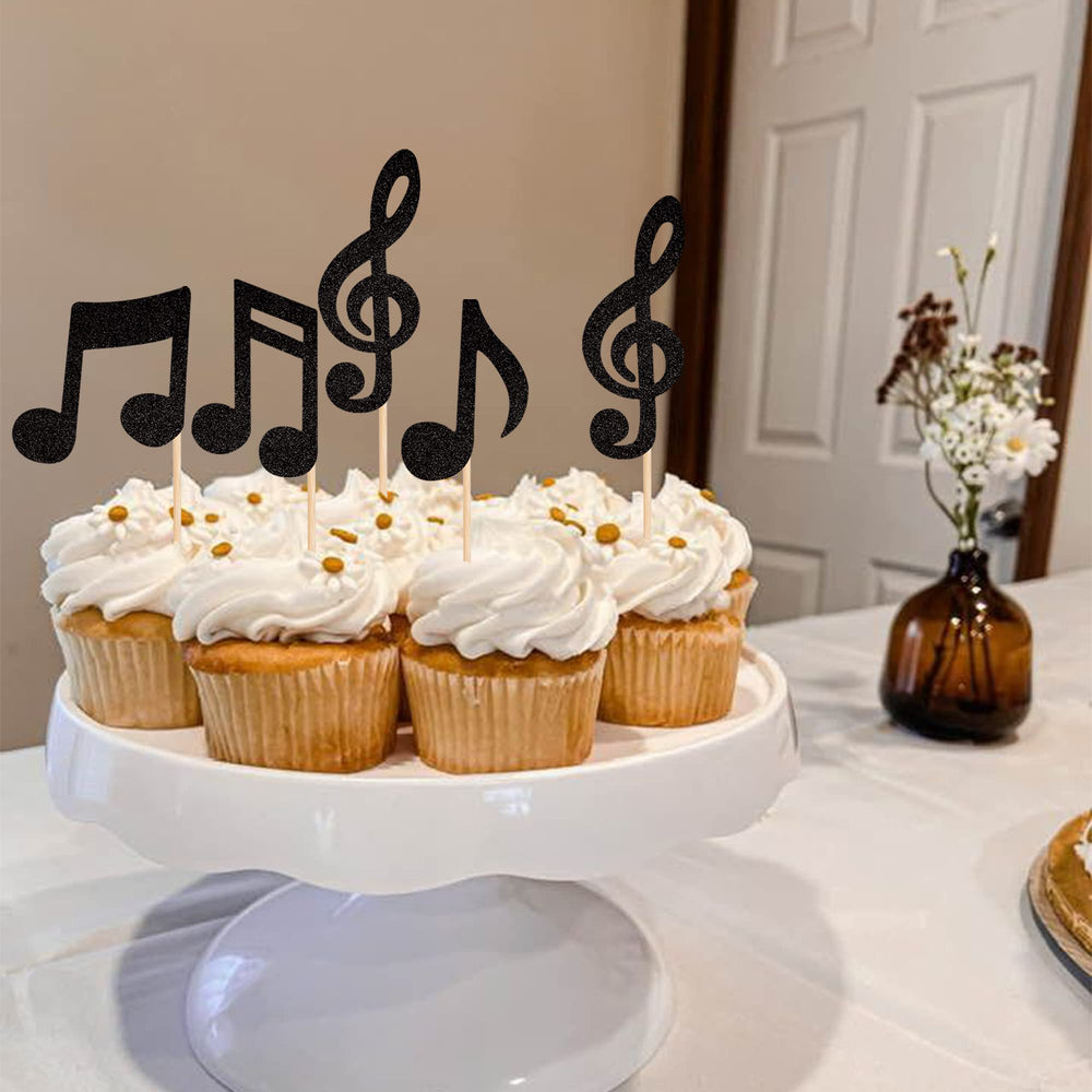 ZHUOWEISM rock concert toppers elevate dessert displays with bold black sparkle.