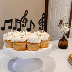 ZHUOWEISM rock concert toppers elevate dessert displays with bold black sparkle.