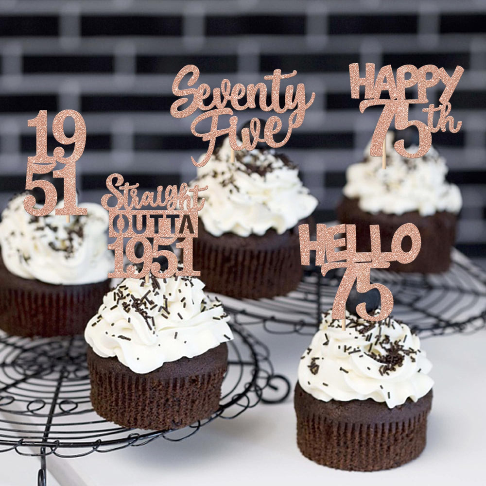 ZHUOWEISM seventy-five designs cupcake picks highlight milestone dessert fun.