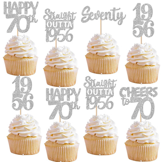 ZHUOWEISM seventy-happy-70th topper for cupcakes adds festive flair.