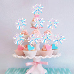 ZHUOWEISM silver cake toppers sparkle under party lights for photos