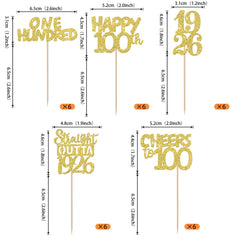 ZHUOWEISM Straight Outta 1926 cupcake topper with gold glitter, great for retro-themed celebrations.