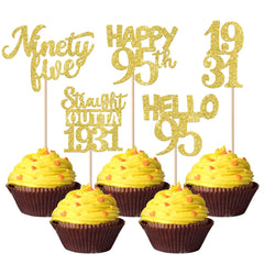 ZHUOWEISM straight outta 1930 cupcake topper in gold glitter for festive desserts