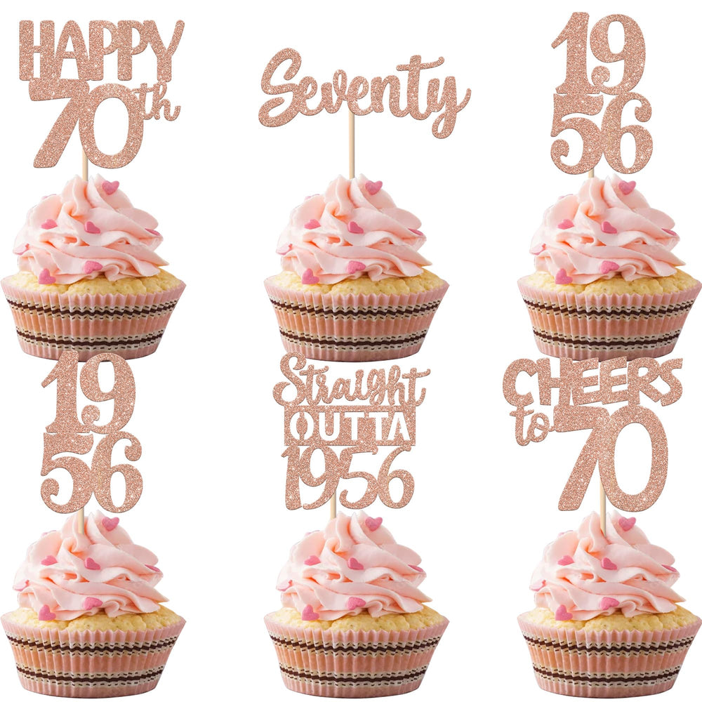 ZHUOWEISM straight outta 1956 cupcake toppers in rose gold sparkle desserts