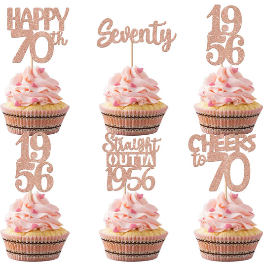 ZHUOWEISM straight outta 1956 cupcake toppers in rose gold sparkle desserts