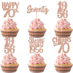 ZHUOWEISM straight outta 1956 cupcake toppers in rose gold sparkle desserts