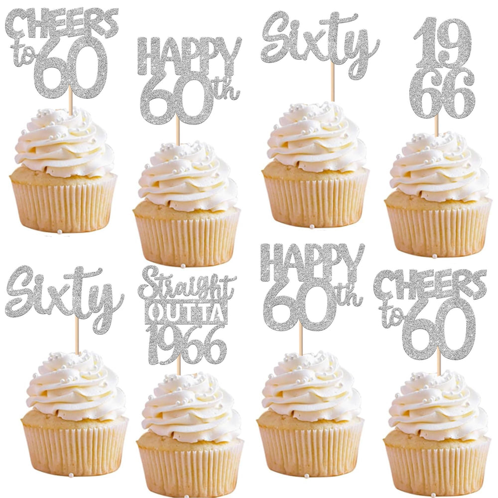 ZHUOWEISM straight outta 1966 cupcake topper glitter silver for festive cake decoration
