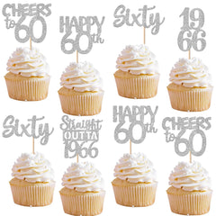ZHUOWEISM straight outta 1966 cupcake topper glitter silver for festive cake decoration