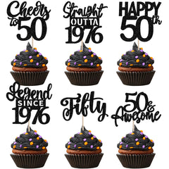 ZHUOWEISM straight outta 1976 cupcake toppers in black glitter for festive cupcakes.