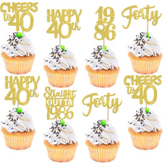 ZHUOWEISM straight outta 1986 cupcake topper with gold glitter adds festive appeal to cupcakes