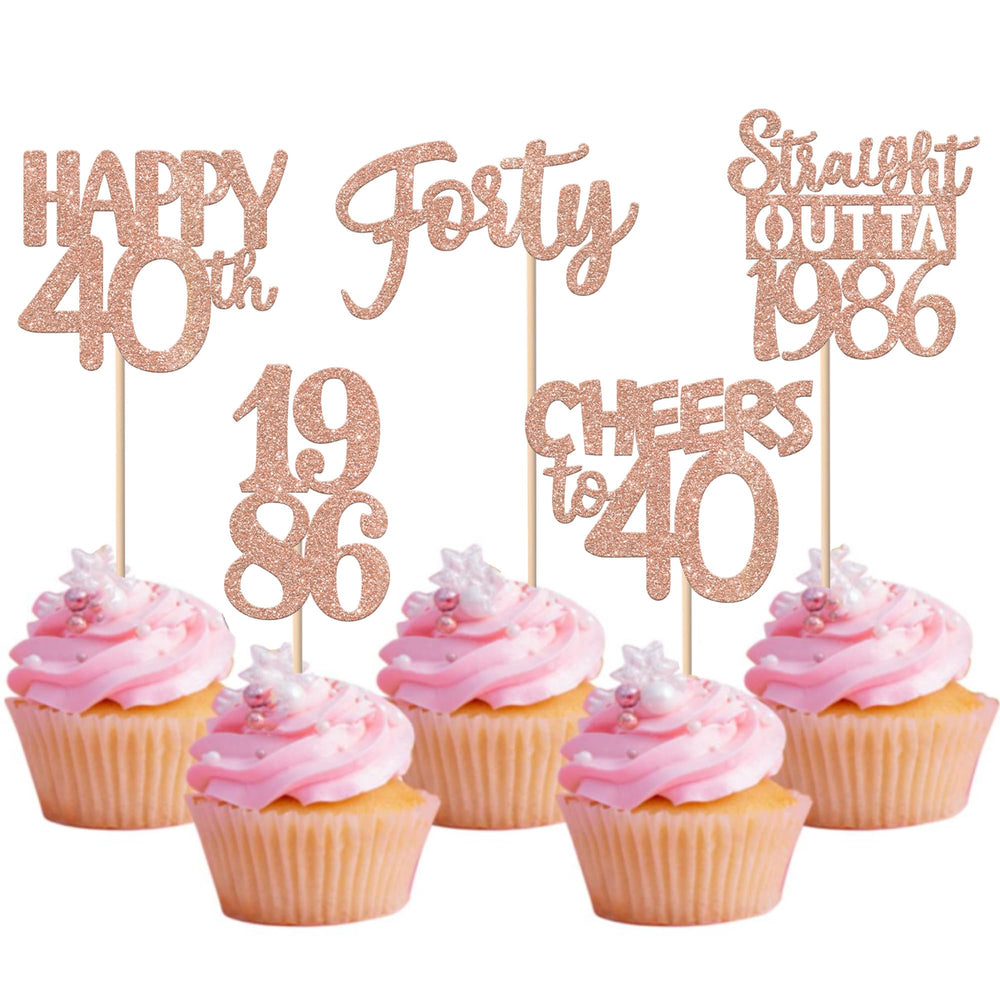 ZHUOWEISM straight outta 1986 cupcake toppers sparkle on 40th birthday desserts