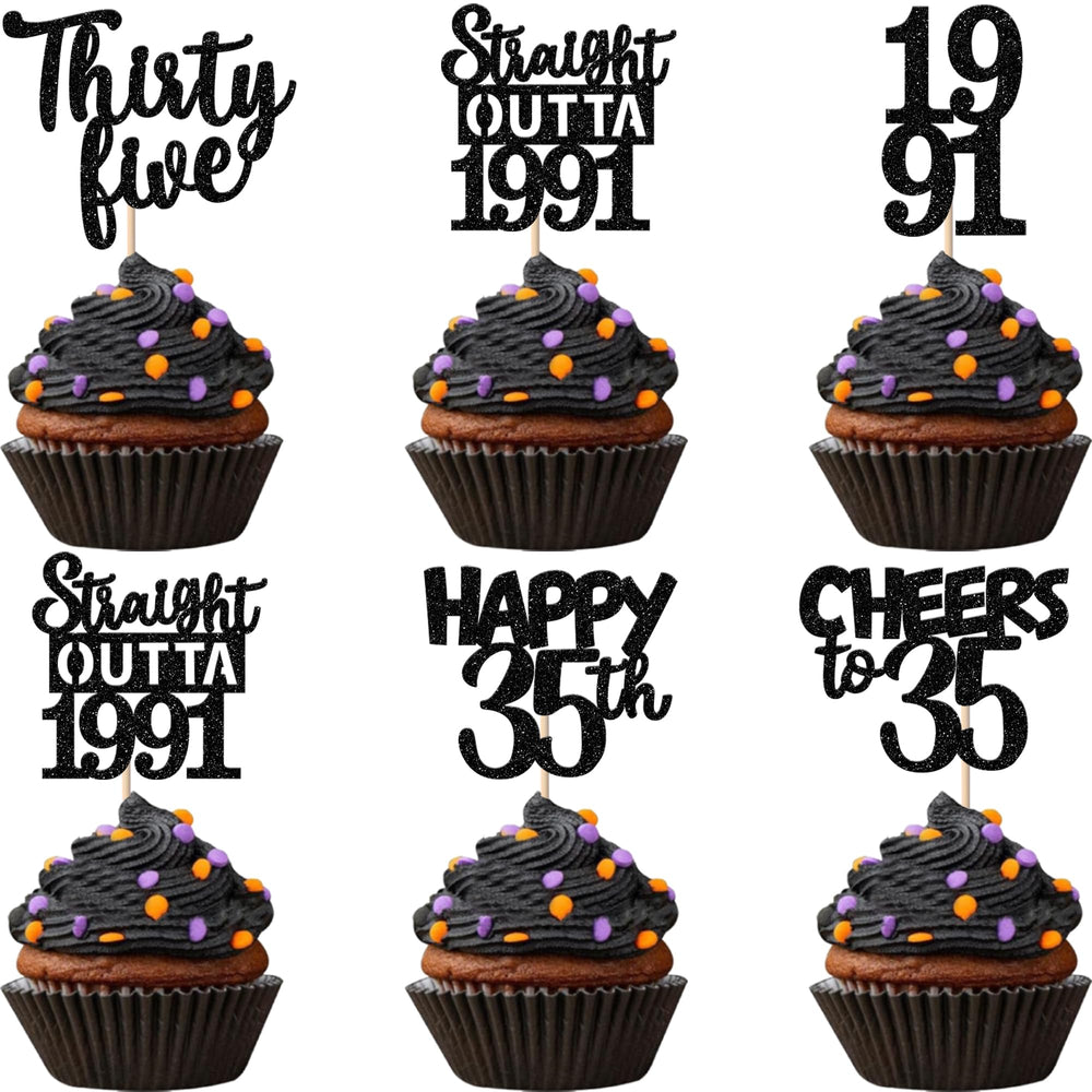 ZHUOWEISM straight outta 1991 cupcake toppers add festive flair to cupcakes.