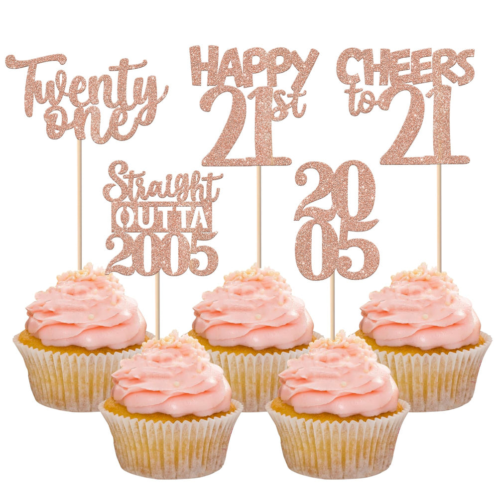 ZHUOWEISM straight outta 2005 cupcake topper rose gold for 21st birthday celebrations
