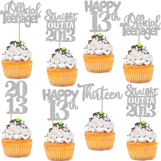 ZHUOWEISM straight outta 2013 glitter cupcake topper design 1, eye-catching party decor