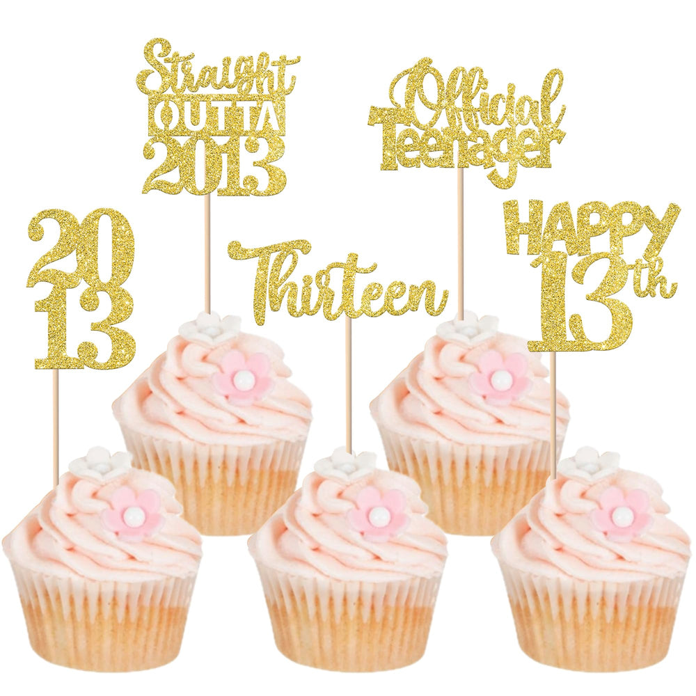 ZHUOWEISM straight outta 2013 cupcake toppers sparkle for 13th birthday desserts.