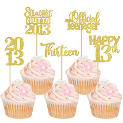 ZHUOWEISM straight outta 2013 cupcake toppers sparkle for 13th birthday desserts.