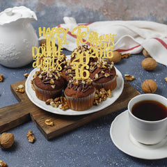 ZHUOWEISM gold glitter toppers suit ice cream and fruit trays with celebration flair.