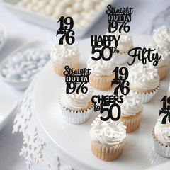 ZHUOWEISM Wedding anniversary toppers in black glitter brighten cakes