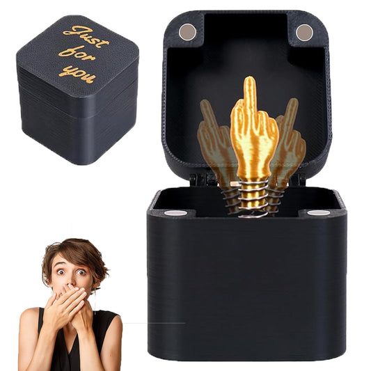 ZhurongGod middle finger box opens to reveal a golden finger gag for office pranks.