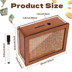 ZHYEED cash vault style wooden savings box designed for durability
