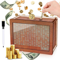 ZHYEED wooden money box with counter shows savings progress