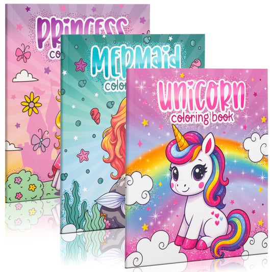 ZICOTO princess-unicorn-mermaid coloring set cover with bright artwork for imaginative play.