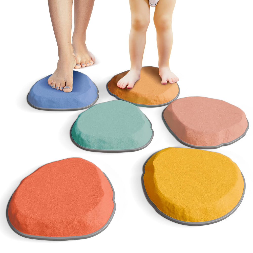 ZICOTO stepping stones with colorful pebbles boost balance during indoor play