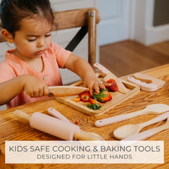 ZICOTO wooden cutting board shown for little hands and easy prep.
