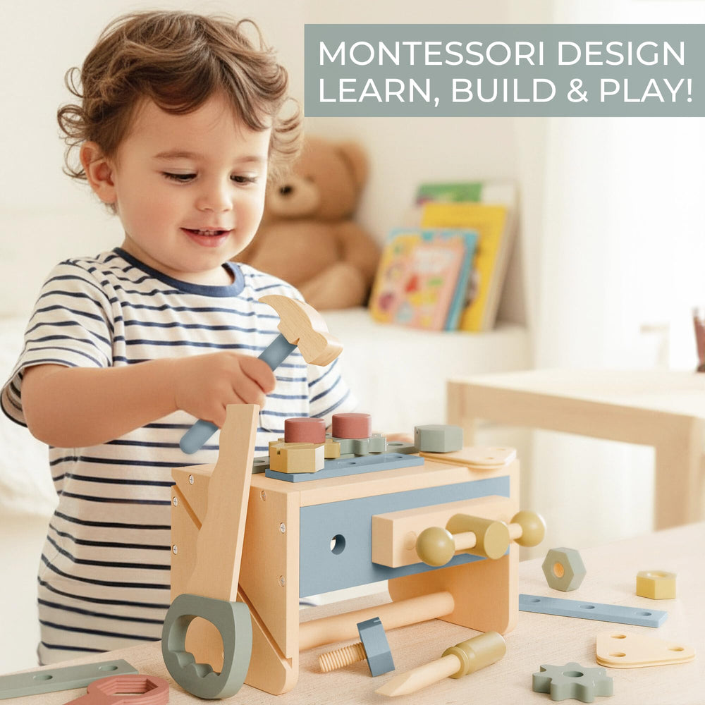 ZICOTO wooden hammer for toddlers promotes tactile learning during pretend construction