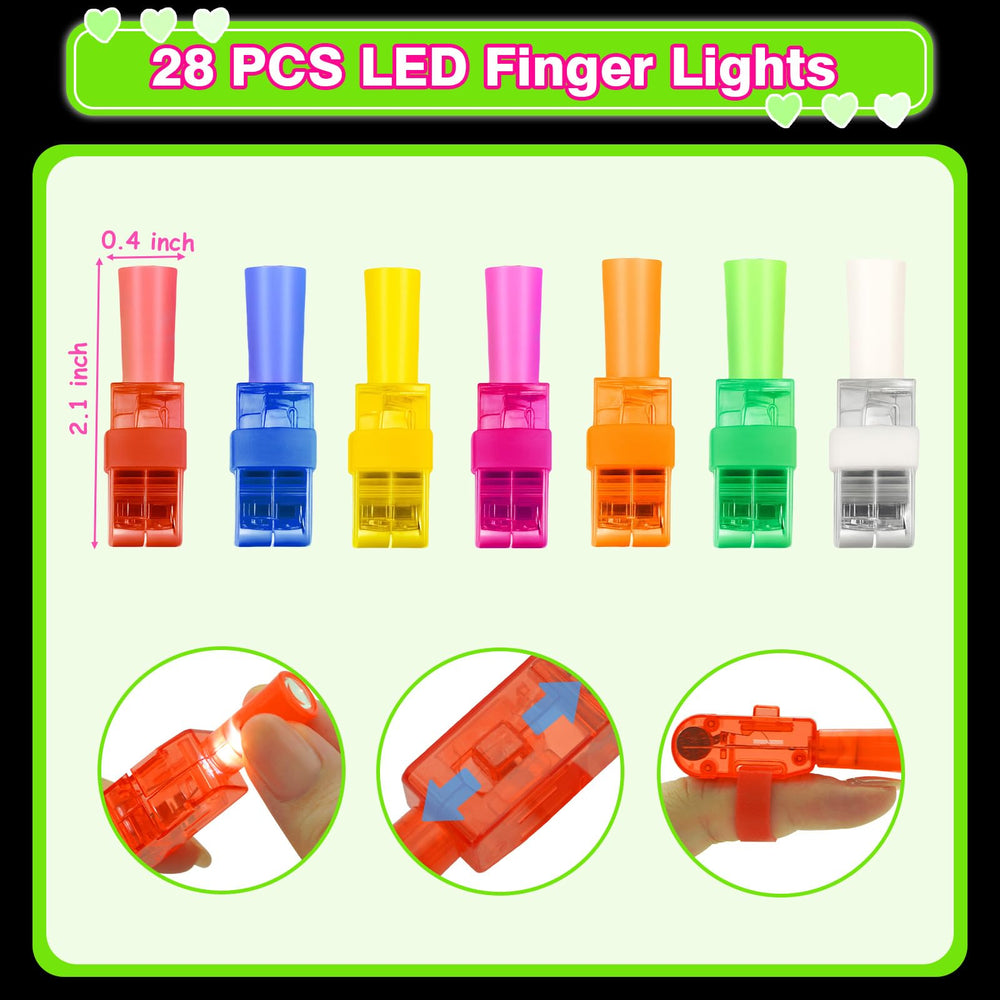 ZICZLI LED finger light with dinosaur pattern for glowing celebrations.