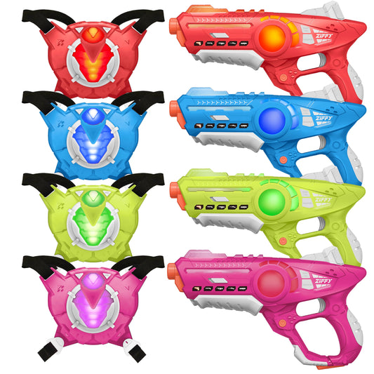 ZIFFY Laser Tag guns and vestsβcomplete gear for backyard family battles.