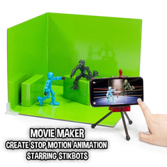 Zing Klikbot Zanimation Studio blue backdrop provides alternate scene options.